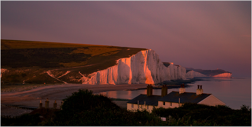 Sunset over the Seven Sisters, by Harry Kuxhaus